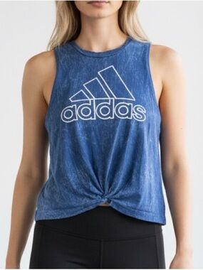 adidas Blue Knotted Logo Crop Tank Size S